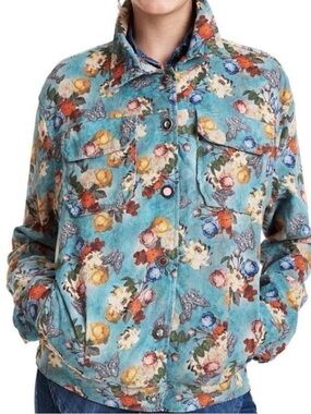 NWT Desigual floral butterfly corduroy jacket